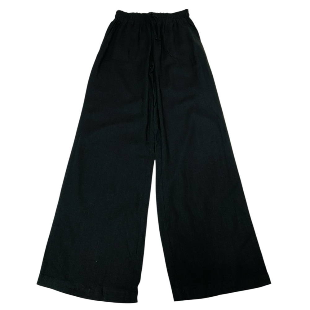 PacSun Linen Blend Drawstring Black Wide Leg Pants - Women’s XS